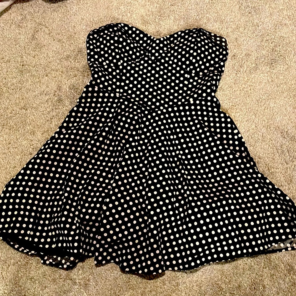 Emerald Sundae Strapless Polkadot Dress